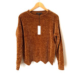 Love Tree Brown Chenille Scalloped Hem Sweater NWT- Size S