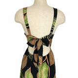 Shein Black Palm Print Front Cutout Back Tie Slit Dress- Size M
