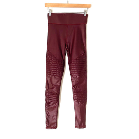 Carbon 38 Maroon Textured Detail Leggings- Size S (Inseam 28 1/2”)