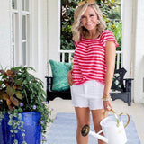 Gibson Pink/Red Striped Top- Size XXS Petite