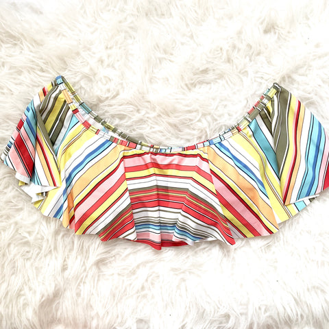 Vince Camuto Striped Multi-Color Off the Shoulder Swim Top- Size XS