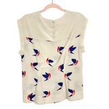Marc By Marc Jacobs Cream Bird Print Silk Top- Size L (see notes)