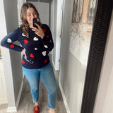 Talbots Navy Supersoft Hearts Sweater- Size L