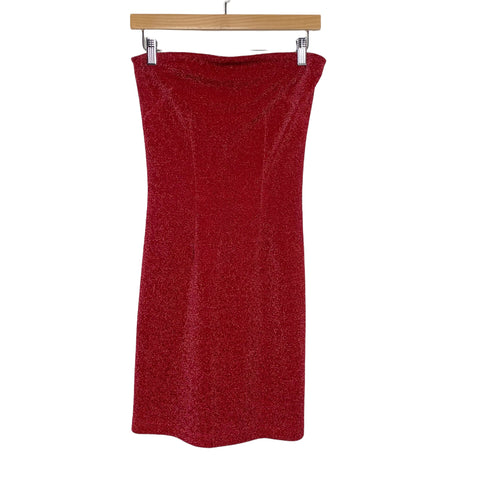TART Red Strapless Shimmer Dress- Size S