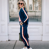 Athletic Works Navy Bright Side Stripe Zip Up Sweatshirt- Size S (4-6) (We Have Matching Bottom!)