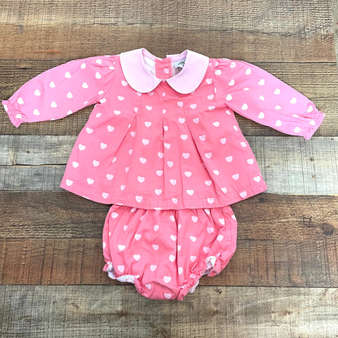 Cecil & Lou Pink Heart Print Dress with Bloomers- Size 18M (sold as set)