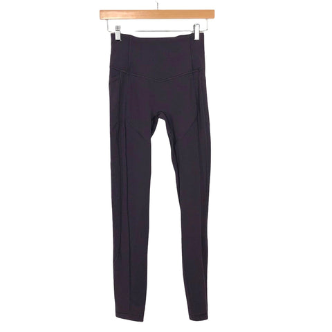 Lululemon Dark Purple with Side Pockets Full Length Leggings- Size 4 (Inseam 28")