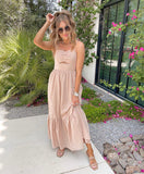 Magnolia Boutique Beige Sweetheart Neckline with Front Cut Out Maxi Dress- Size S (sold out online)