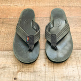 Rainbow Black Leather Flip Flops- Size ~7 (see notes)