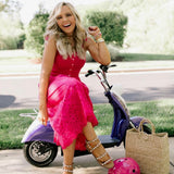 LOFT Pink Smocked Bodice Tie Strap Eyelet Hem Dress- Size XXS (sold out online)