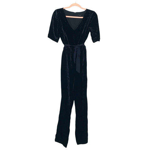 Ann Taylor Black Belted Velvet Jumpsuit- Size 0