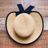 Target Tan Paper Straw with Black Bow Band Adjustable Brim Hat