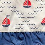 No Brand White/Navy/Red Sailboat Top with Back Tie and Navy Bloomers Set-Size 12M (see notes)