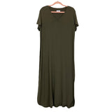 Mudpie Olive Green V-Neck Side Slits Dress- Size S