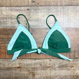 Forever 21 Green/Aqua Front Tie Padded Triangle Bikini Top- Size M (sold out online, we have matching bottoms)