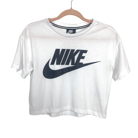 Nike White Graphic Cropped Tee- Size XS