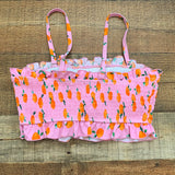 No Brand Pink/Citrus Fruit Smocked Swim Top With Removable Straps- Size M (We Have Matching Bottom)