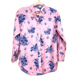 J Crew Relaxes Pink/Blue Floral Striped Button Up Top NWT- Size 2