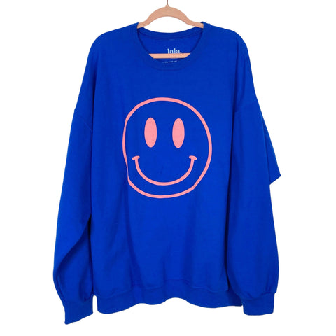 Lala Blue Smiley Face Sweatshirt- Size L/XL (see notes)