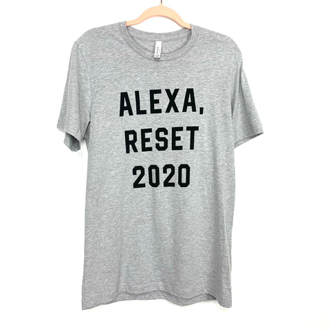 Bella + Canvas Grey Heathered "Alexa, Reset 2020" T-Shirt- Size M