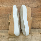 J/Slides NYC Sand Delia Perforated Leather Slip-On Sneaker- Size 7