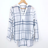 Liverpool Blue and White Check Linen like Blouse NWT- Size S