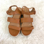 Bamboo Tan Faux Leather Platform Espadrille Sandals- Size 8.5