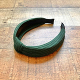 No Brand Hunter Green Ribbed Knit Knot Headband