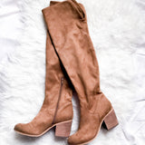 No Brand Brown Thigh High Boots with Block Heel- Size 7