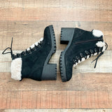 Madden Girl Black Faux Fur Lined Lace Up Boots- Size 9 (see notes)