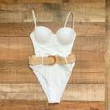 Caitlin M. Covington x Pink Lily White Underwire Belted One Piece- Size M