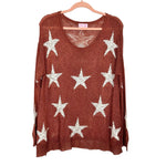 Pink Lily Star Print Open Knit Sweater- Size M