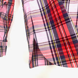 J Crew Red/Blue/Pink Plaid Half Button Up Ruffle Sleeve NWT- Size XS