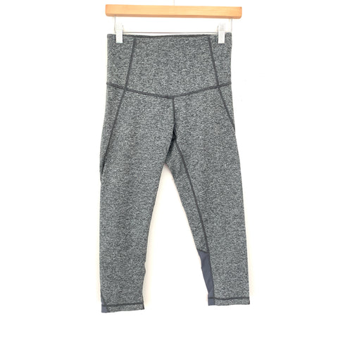 Zella Heathered Grey Workout Crop Pants with Vents- Size S