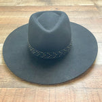 Sole Society Black Leather Studded Belted Wool Hat NWT- One Size