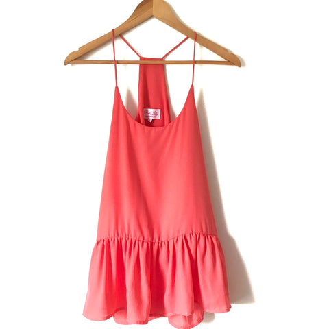 Pink Lily Coral Peplum Tank- Size S