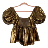 Buddy Love Gold Puff Sleeve Top- Size S (sold out online)