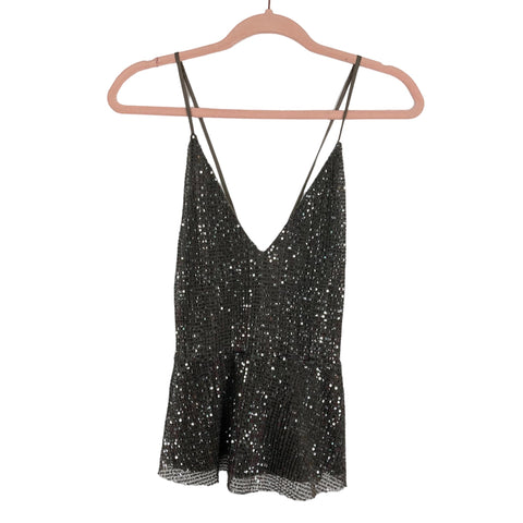 Express Grey Sequins Strappy Back Top NWT- Size S