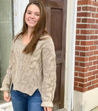 Mystree Grey Cable Knit Wool Blend Sweater NWT- Size L