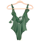 Beach Joy Green Ruffle Tie One Piece Swimsuit- Size S