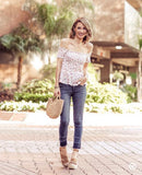 American Eagle White Floral Smocked Blouse NWT- Size XS