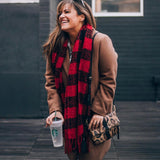 No Brand Red/Black Plaid Scarf