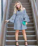 BP Smocked Gingham Ruffle Sleeve Dress- Size S
