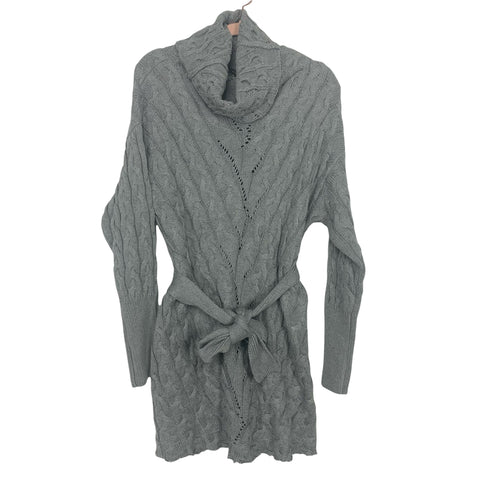 FATE Grey Belted Open Knit Sweater Dress- Size S