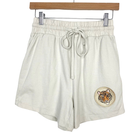 Judith March Khaki Draw String with Tiger Patch Shorts- Size S