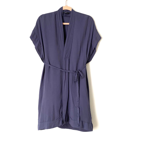 Vici Blue Button Up Belted Shirt Dress- Size S