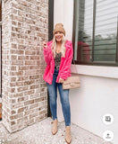 Lanshifei Pink Faux Fur Hook and Eye Closure Jacket- Size M