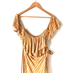 Indikah Mustard Striped Off the Shoulder Dress NWT- Size S