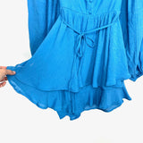 Morning Mist Blue Ruffle V-Neck Belted Romper NWT- Size 8