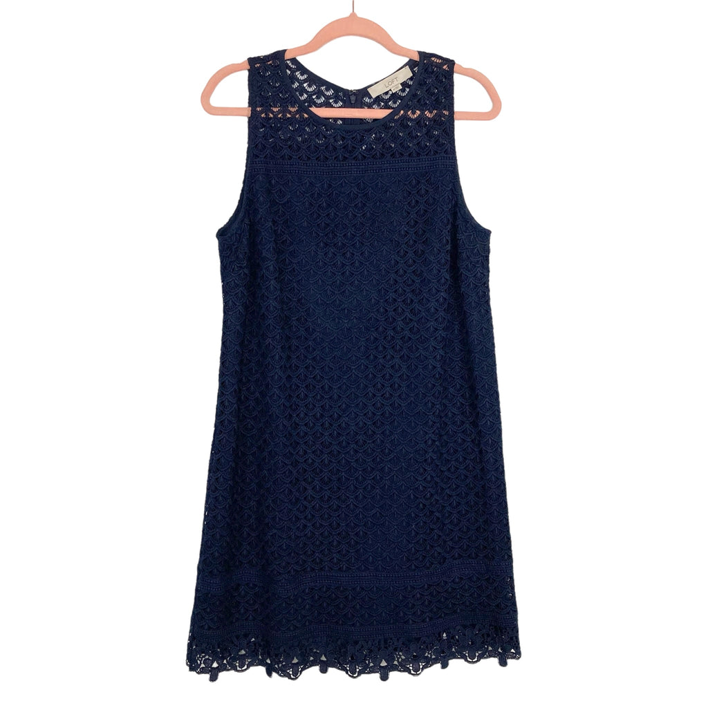 Ann Taylor Loft Navy with Lace Overlay Shift Dress- Size 10 – The Saved  Collection